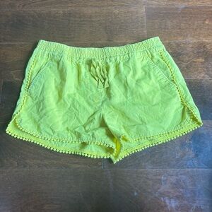 LOFT Boho Festival Pom Pom Yellow Linen Shorts Size Small